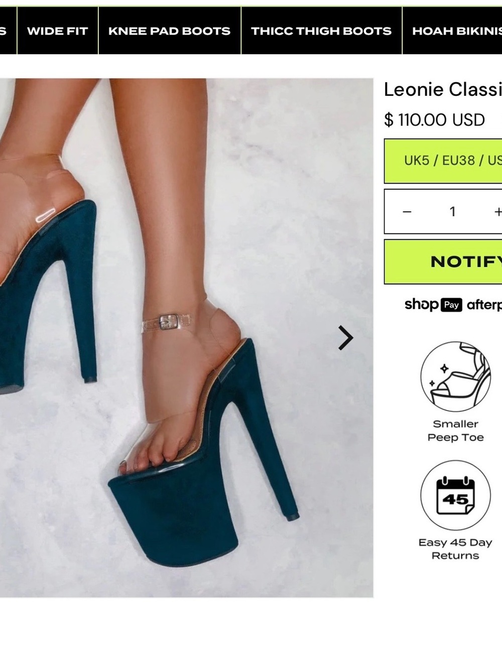 Hella Heels 8-inch blue teal stilettos (Leonie) with protectors.